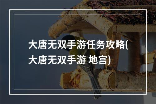 大唐无双手游任务攻略(大唐无双手游 地宫)