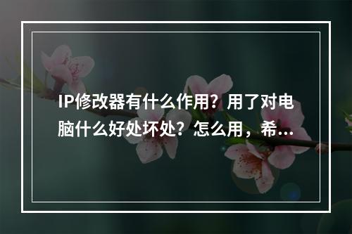 IP修改器有什么作用？用了对电脑什么好处坏处？怎么用，希望提供有关资料，谢谢！(ip修改器)