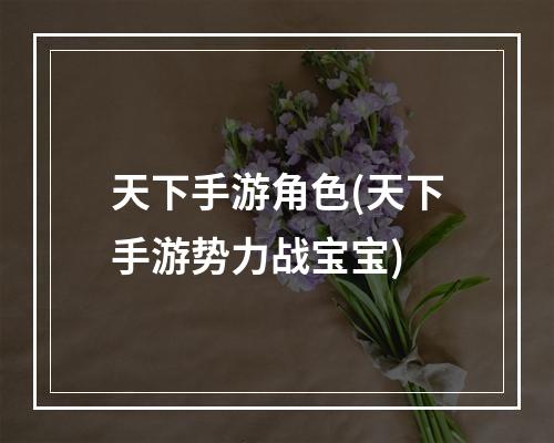 天下手游角色(天下手游势力战宝宝)