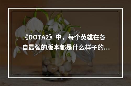 《DOTA2》中，每个英雄在各自最强的版本都是什么样子的？(dota2英雄介绍)