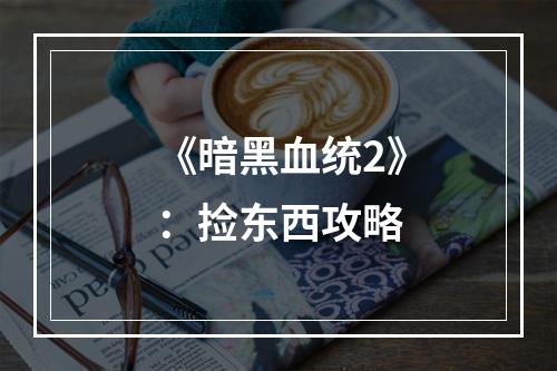 《暗黑血统2》：捡东西攻略