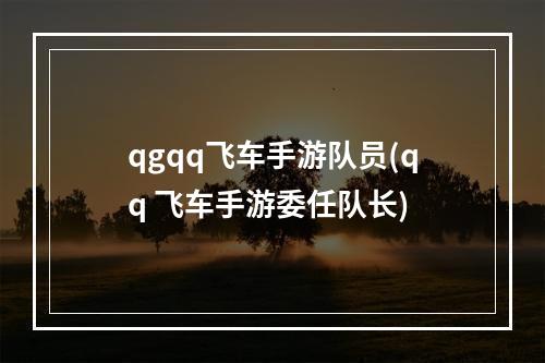 qgqq飞车手游队员(qq 飞车手游委任队长)