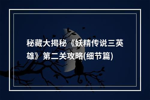 秘藏大揭秘《妖精传说三英雄》第二关攻略(细节篇)