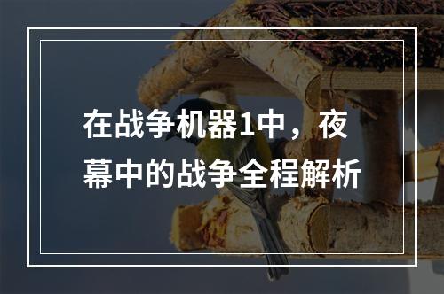 在战争机器1中，夜幕中的战争全程解析