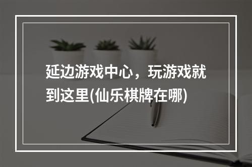 延边游戏中心，玩游戏就到这里(仙乐棋牌在哪)