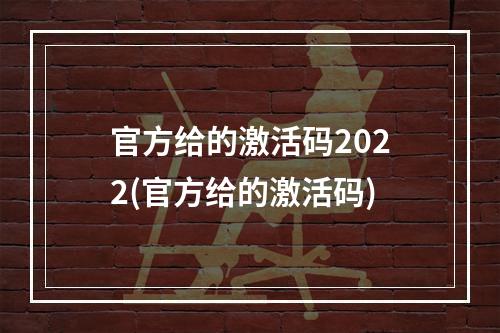 官方给的激活码2022(官方给的激活码)