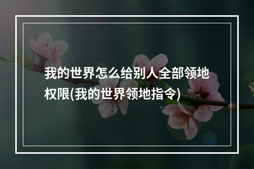 我的世界怎么给别人全部领地权限(我的世界领地指令)