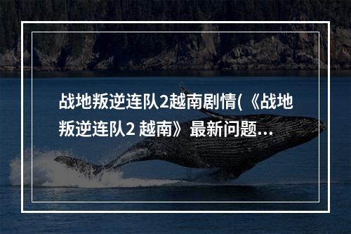 战地叛逆连队2越南剧情(《战地叛逆连队2 越南》最新问题解析)