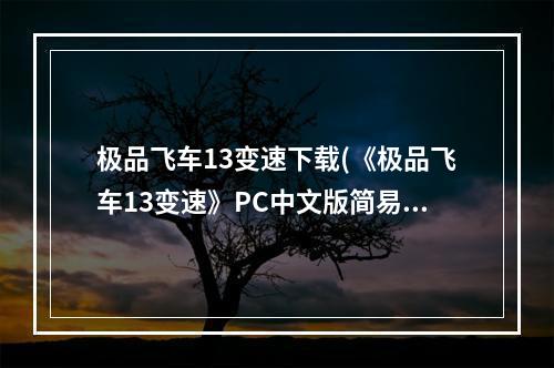 极品飞车13变速下载(《极品飞车13变速》PC中文版简易安装流程)