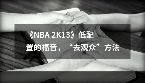 《NBA 2K13》低配置的福音，“去观众”方法