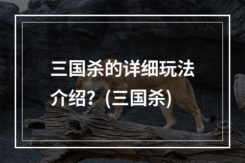 三国杀的详细玩法介绍？(三国杀)