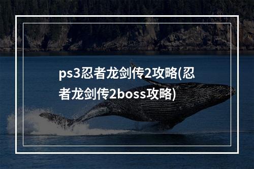 ps3忍者龙剑传2攻略(忍者龙剑传2boss攻略)