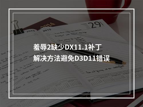 羞辱2缺少DX11.1补丁解决方法避免D3D11错误