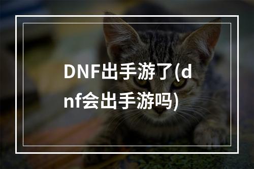 DNF出手游了(dnf会出手游吗)