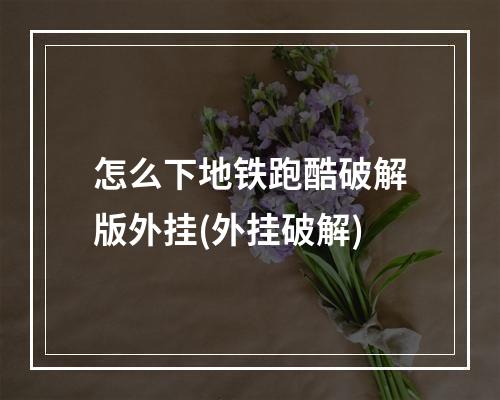 怎么下地铁跑酷破解版外挂(外挂破解)