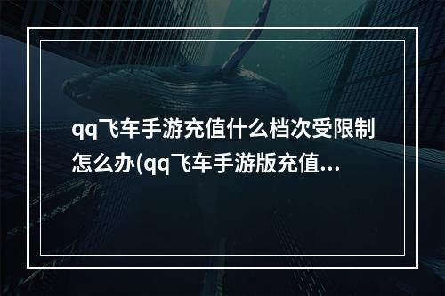 qq飞车手游充值什么档次受限制怎么办(qq飞车手游版充值 会卡)