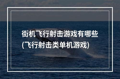 街机飞行射击游戏有哪些(飞行射击类单机游戏)