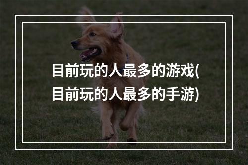 目前玩的人最多的游戏(目前玩的人最多的手游)