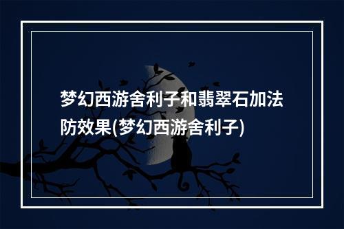 梦幻西游舍利子和翡翠石加法防效果(梦幻西游舍利子)