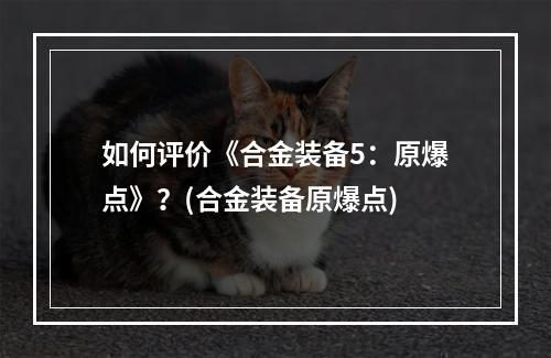 如何评价《合金装备5：原爆点》？(合金装备原爆点)