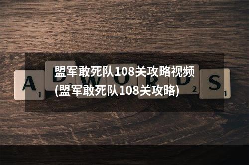 盟军敢死队108关攻略视频(盟军敢死队108关攻略)