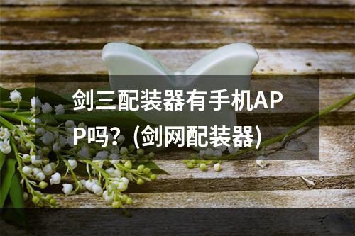 剑三配装器有手机APP吗？(剑网配装器)