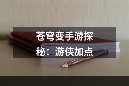 苍穹变手游探秘：游侠加点