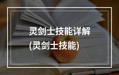 灵剑士技能详解(灵剑士技能)