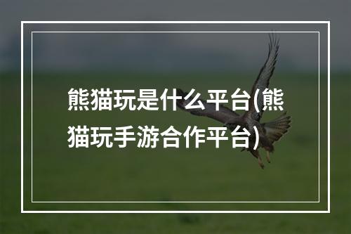 熊猫玩是什么平台(熊猫玩手游合作平台)