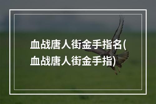 血战唐人街金手指名(血战唐人街金手指)