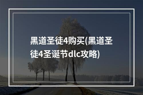 黑道圣徒4购买(黑道圣徒4圣诞节dlc攻略)