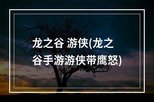 龙之谷 游侠(龙之谷手游游侠带鹰怒)