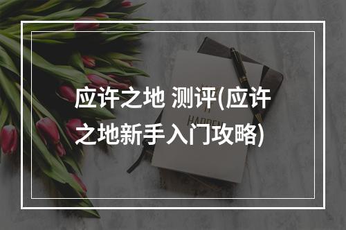 应许之地 测评(应许之地新手入门攻略)