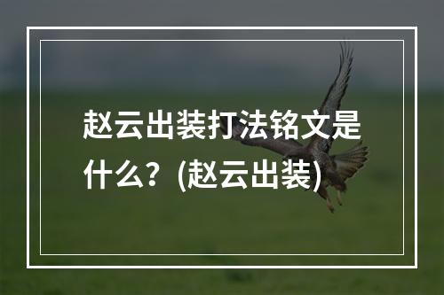 赵云出装打法铭文是什么？(赵云出装)