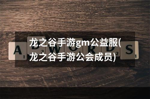 龙之谷手游gm公益服(龙之谷手游公会成员)