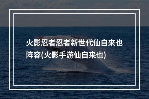 火影忍者忍者新世代仙自来也阵容(火影手游仙自来也)