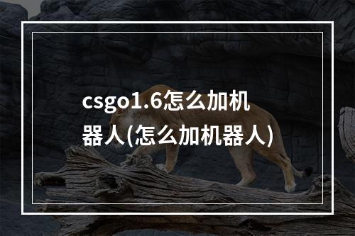 csgo1.6怎么加机器人(怎么加机器人)