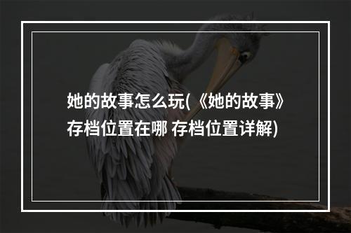 她的故事怎么玩(《她的故事》存档位置在哪 存档位置详解)