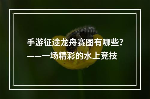 手游征途龙舟赛图有哪些？——一场精彩的水上竞技