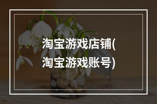 淘宝游戏店铺(淘宝游戏账号)