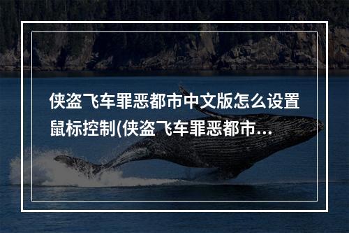 侠盗飞车罪恶都市中文版怎么设置鼠标控制(侠盗飞车罪恶都市中文版)