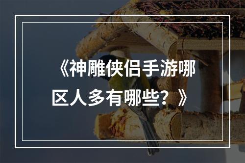 《神雕侠侣手游哪区人多有哪些？》