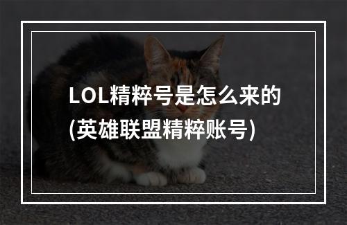 LOL精粹号是怎么来的(英雄联盟精粹账号)