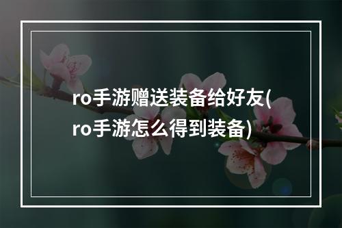 ro手游赠送装备给好友(ro手游怎么得到装备)