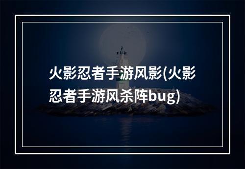 火影忍者手游风影(火影忍者手游风杀阵bug)