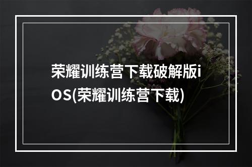 荣耀训练营下载破解版iOS(荣耀训练营下载)