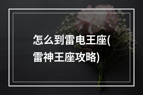 怎么到雷电王座(雷神王座攻略)