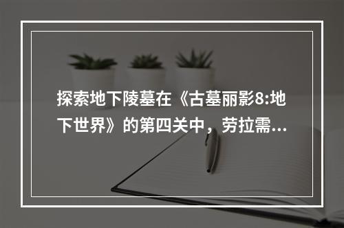 探索地下陵墓在《古墓丽影8:地下世界》的第四关中，劳拉需要探索一座地下陵墓，寻找殉葬的战士之一的武器。玩家需要注意避开陷阱和敌人，同时解密谜题，才能成功获取武器