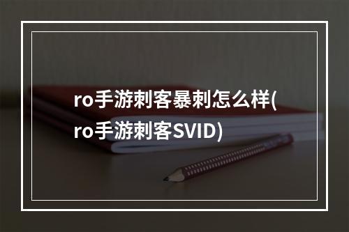 ro手游刺客暴刺怎么样(ro手游刺客SVID)