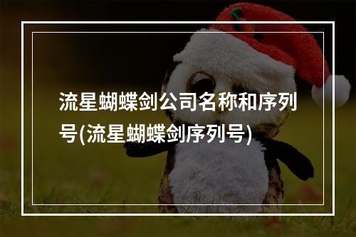 流星蝴蝶剑公司名称和序列号(流星蝴蝶剑序列号)